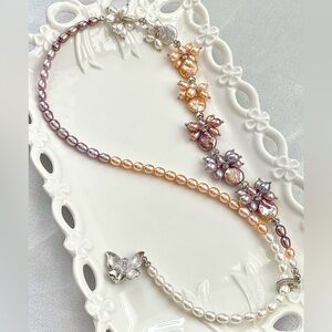 N289-Handmade High Quality Ombre Coin Pearl Necklace